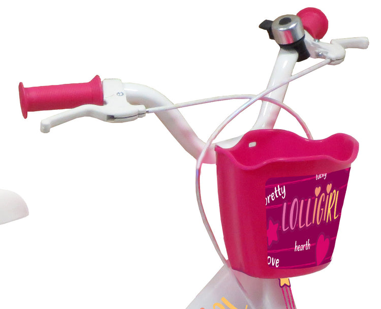 Bicicletta per Bambina 16" 2 Freni  Lolly Girl Bianca/Rosa