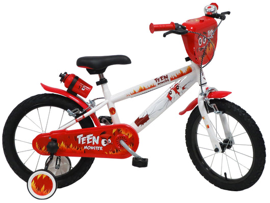 Bicicletta per Bambino 16" 2 Freni  Teen Monster Bianca/Rossa