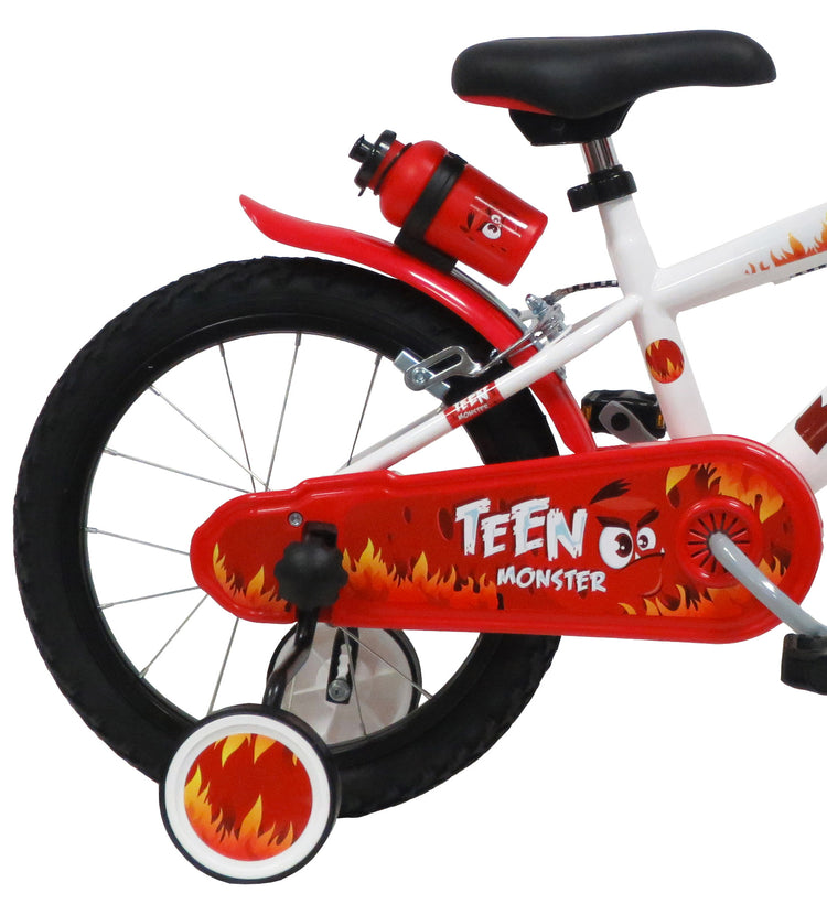 Bicicletta per Bambino 16" 2 Freni  Teen Monster Bianca/Rossa