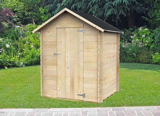 Casetta Box da Giardino per Attrezzi 146x130 cm con Porta Singola Cieca in Legno Naturale