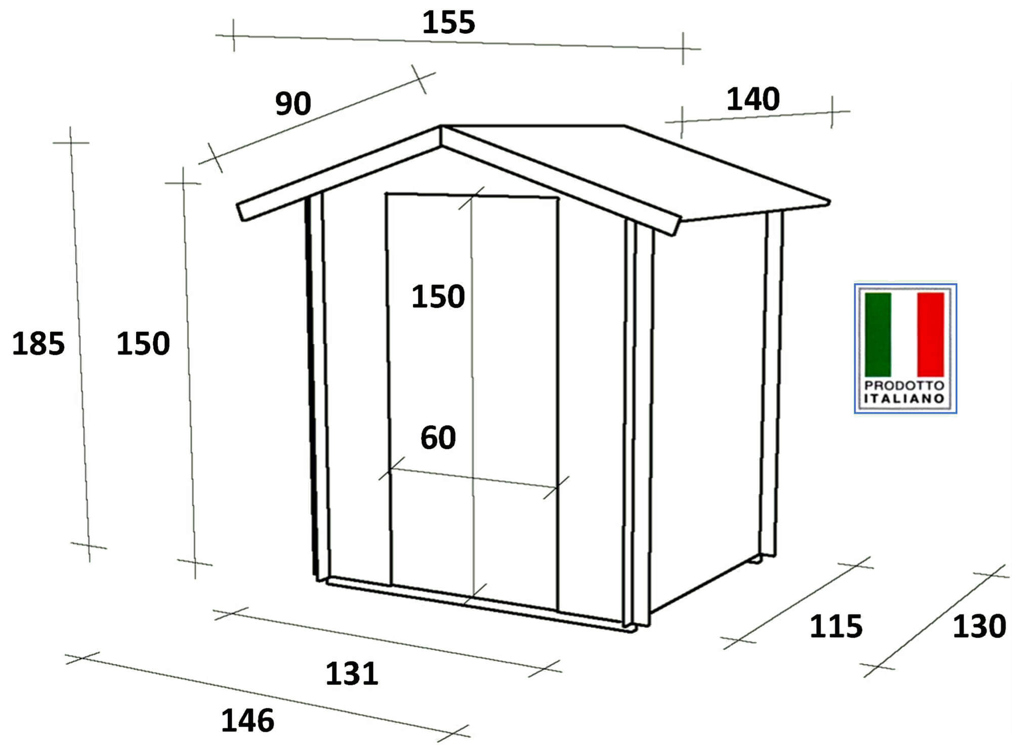 Casetta Box da Giardino per Attrezzi 146x130 cm con Porta Singola Cieca in Legno Naturale