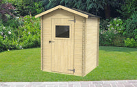 Casetta Box da Giardino per Attrezzi 146x132 cm con Porta Finestrata in Legno Naturale