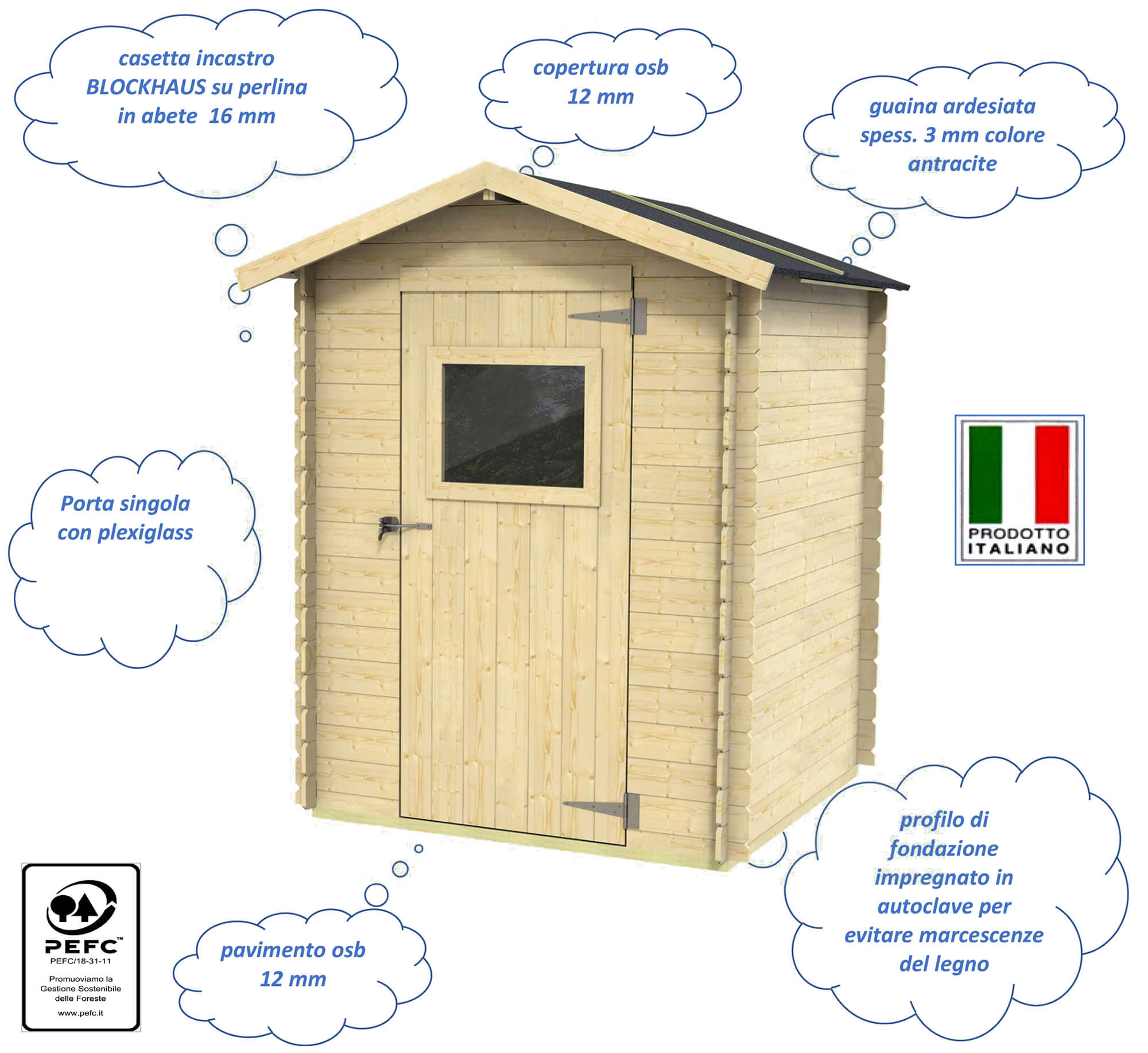 Casetta Box da Giardino per Attrezzi 146x132 cm con Porta Finestrata in Legno Naturale