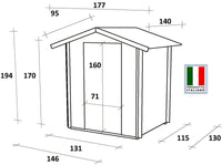 Casetta Box da Giardino per Attrezzi 146x132 cm con Porta Finestrata in Legno Naturale