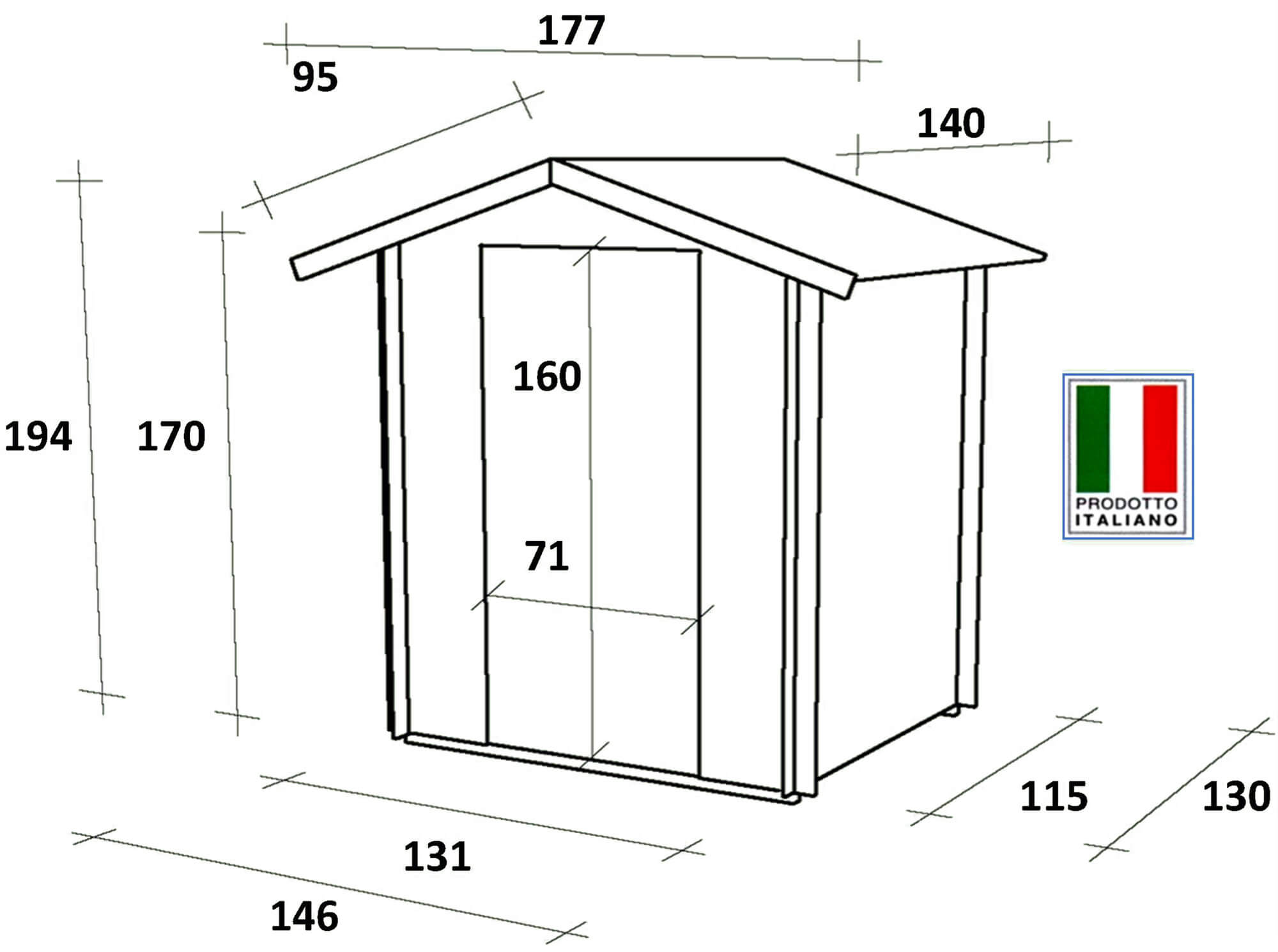 Casetta Box da Giardino per Attrezzi 146x132 cm con Porta Finestrata in Legno Naturale