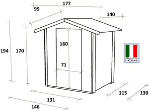 Casetta Box da Giardino per Attrezzi 146x132 cm con Porta Finestrata in Legno Naturale