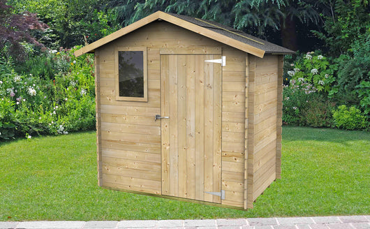 Casetta Box da Giardino per Attrezzi 198x130 cm con Porta Singola Cieca in Legno Castagno