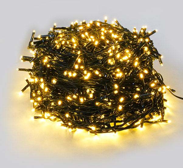 Luci di Natale Filo 900 LED 3m Luce Calda Cavo Verde