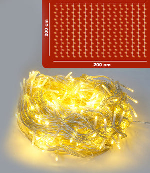 Luci di Natale Cascata Effetto Pioggia 360 LED 200x200 cm Luce Calda Cavo 3m Trasparente