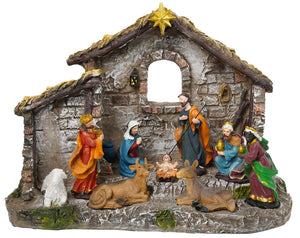 Natività 29x16x22 cm con Capanna e Luce LED