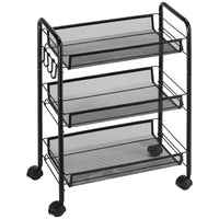 Carrello da Cucina a 3 Ripiani 41,5x26,5x63 cm in Acciaio e Polipropilene Nero