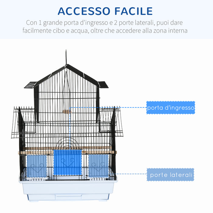 Gabbia per Uccelli 50,5x41x63 cm in Metallo e Plastica Bianco