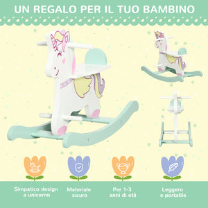 Cavallo a Dondolo per Bambini 68x27x47,5 cm con Maniglie e Pedali in MDF