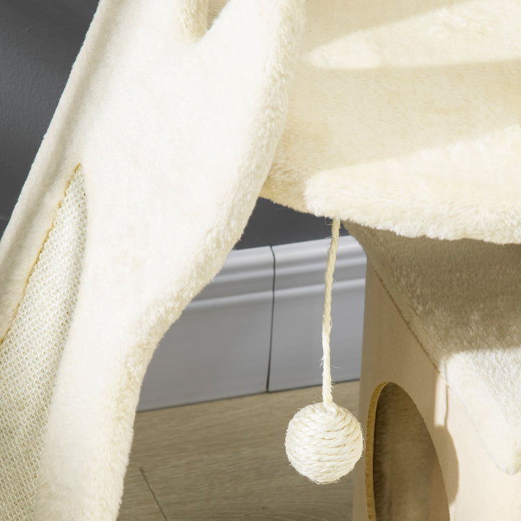 Albero Tiragraffi per Gatti 60x30x83 cm con Tappetino e Pali in Sisal Beige