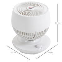 Ventilatore da Tavolo 3 Velocità 27x27x34 cm Oscillazione 70° e Inclinazione 90° Bianco e Nero