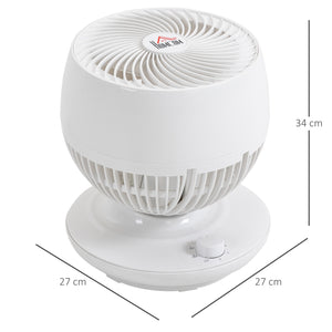 Ventilatore da Tavolo 3 Velocità 27x27x34 cm Oscillazione 70° e Inclinazione 90° Bianco e Nero