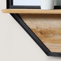 Specchio da Parete Ottagonale con Mensola in Legno 61x61 cm  in Metallo Nero