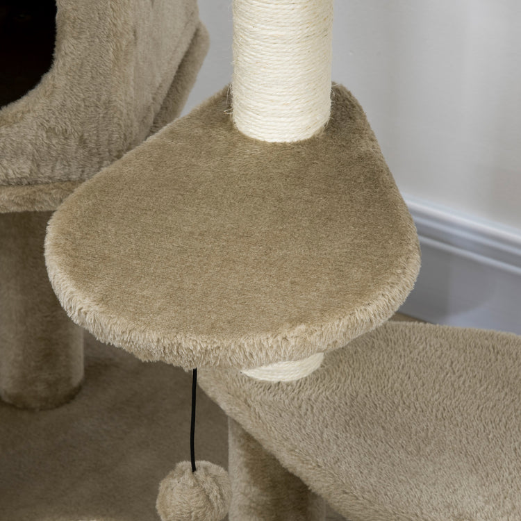 Albero Tiragraffi per Gatti 55x55x94 cm con Pali in Sisal Marrone