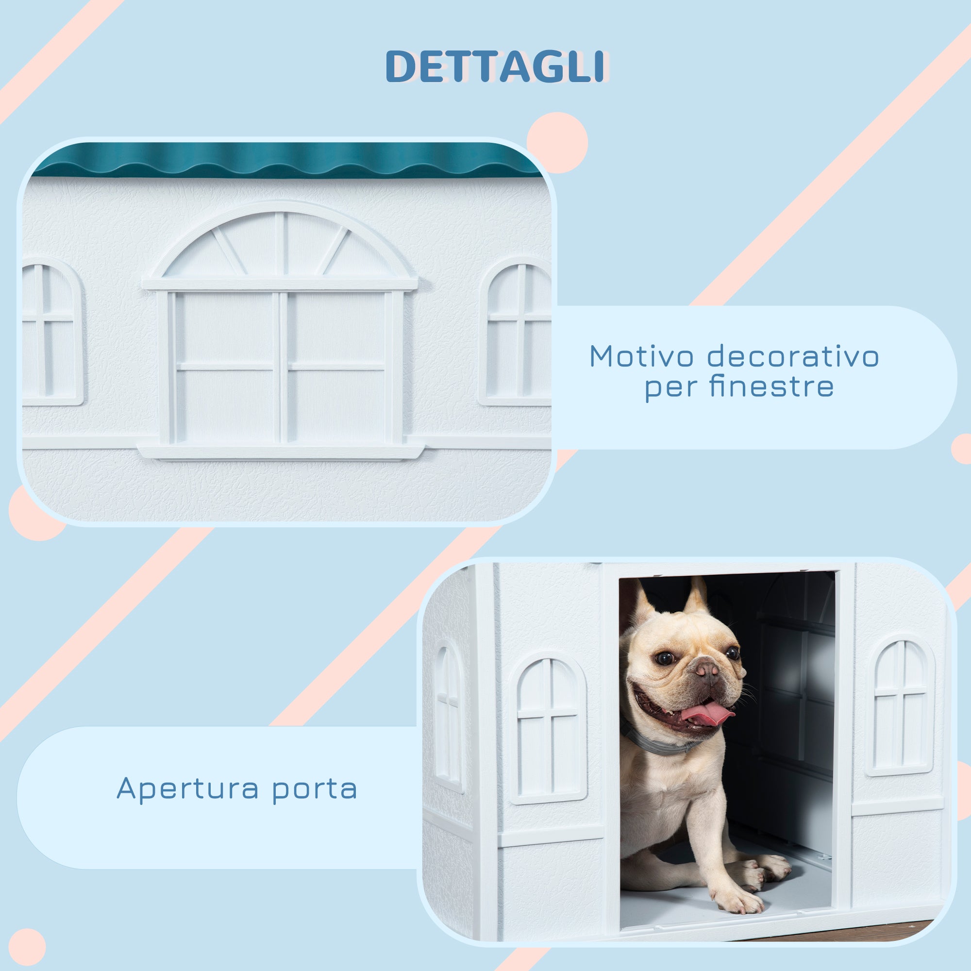 Cuccia per Cani di Taglia Media e Piccola max 20kg 65x75,7x63 cm in Polipropilene Impermeabile Blu