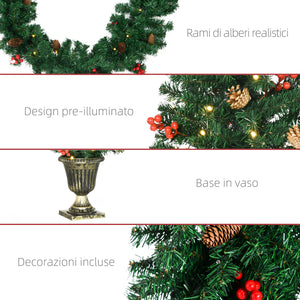 Set Decorazioni Natalizie 4 Pezzi 2 Alberelli di Natale Ø40x90 cm Ghirlanda Natalizia e Corona di Natale