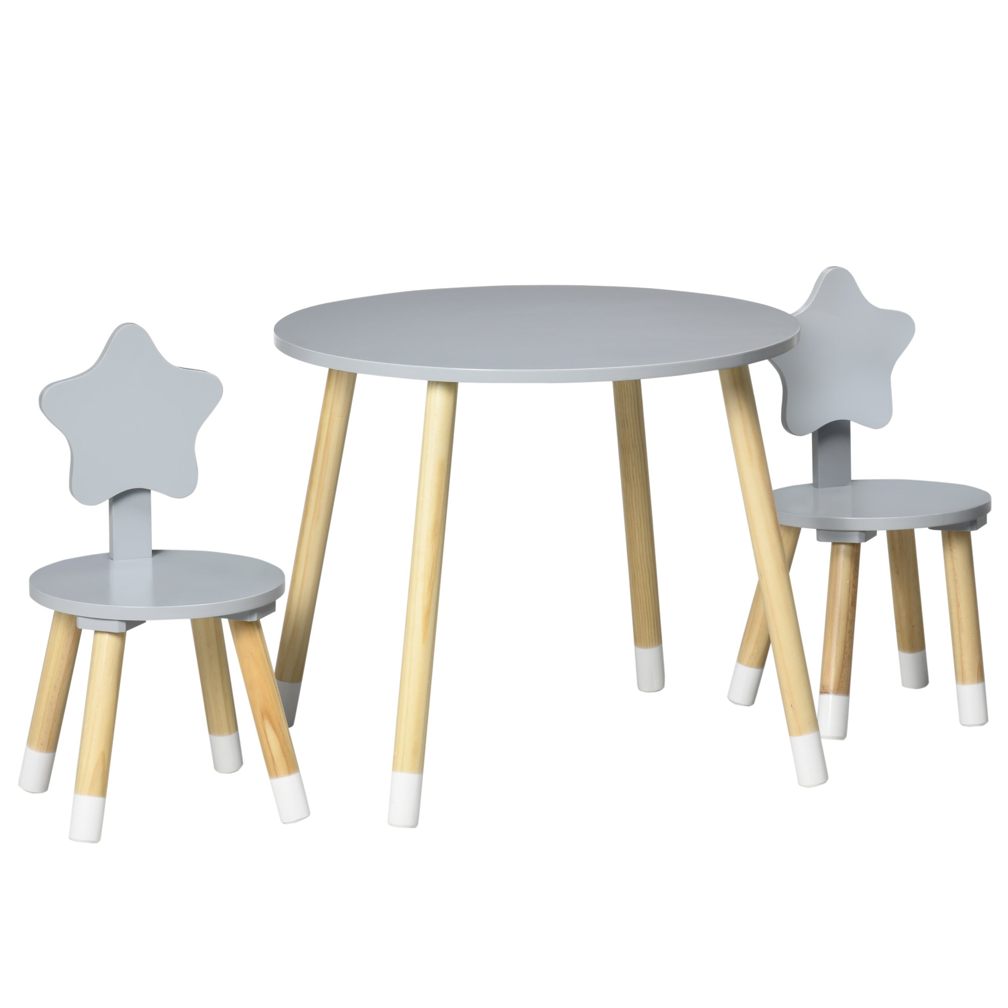 Set Tavolo con 2 Sedie per Bambini  in Legno Grigio