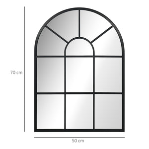 Specchio a Parete e a forma di Arco 70x50 cm in Metallo e Vetro Nero