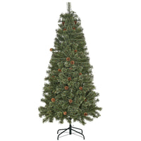 Albero di Natale Artificiale H180 cm 450 Rami con Pigne Decorative e Base in Metallo Verde