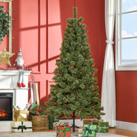 Albero di Natale Artificiale H180 cm 450 Rami con Pigne Decorative e Base in Metallo Verde