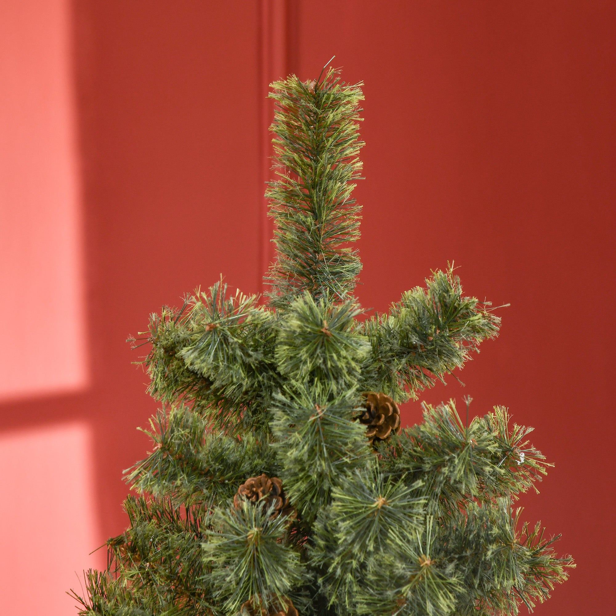 Albero di Natale Artificiale H180 cm 450 Rami con Pigne Decorative e Base in Metallo Verde