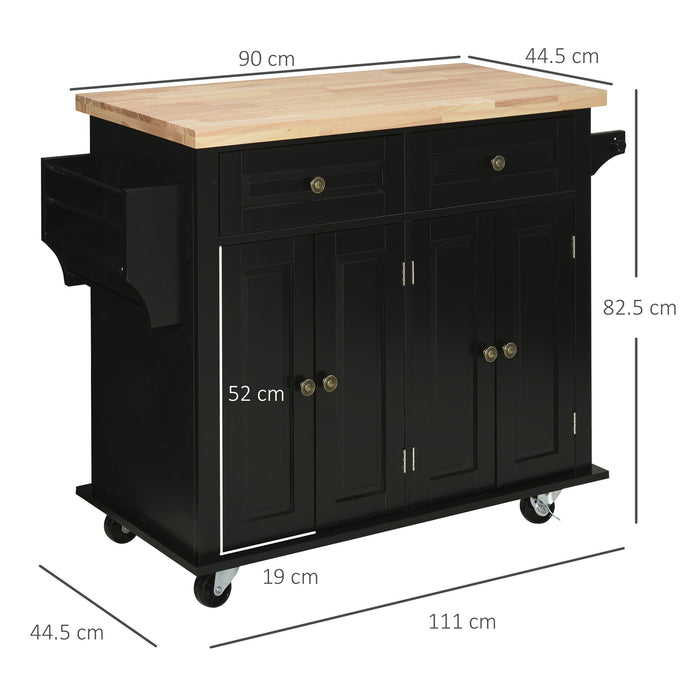 Carrello da Cucina Portavivande con Cassetti 111x44,5x82,5 cm in Legno e MDF Nero