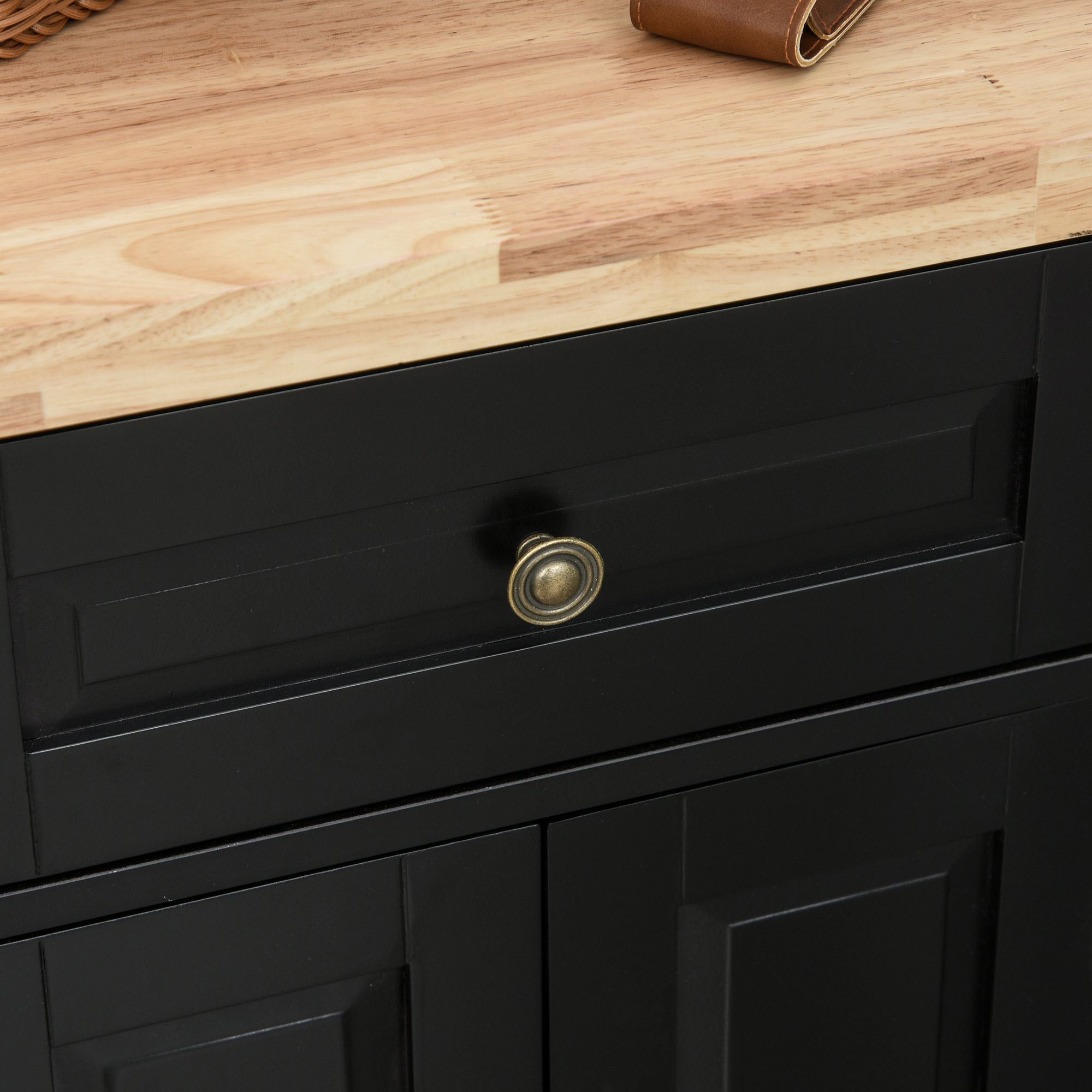 Carrello da Cucina Portavivande con Cassetti 111x44,5x82,5 cm in Legno e MDF Nero