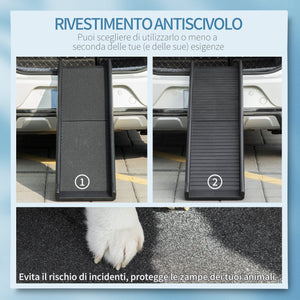 Rampa per Cani per Bagagliaio Auto 155x39x14 cm in Polipropilene Antiscivolo Nero