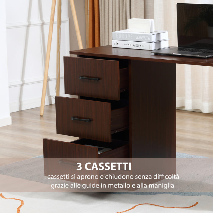 Scrivania Ufficio 3 Cassetti 3 Ripiani 120x49x72 cm in Legno Noce