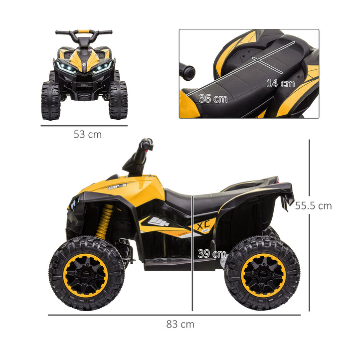 Mini Quad Elettrico per Bambini 12V Fari a LED Giallo