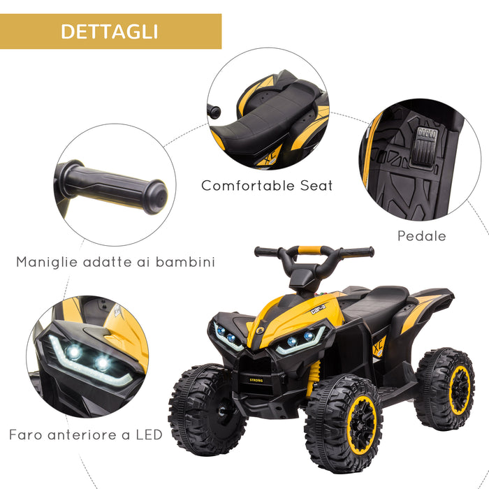 Mini Quad Elettrico per Bambini 12V Fari a LED Giallo