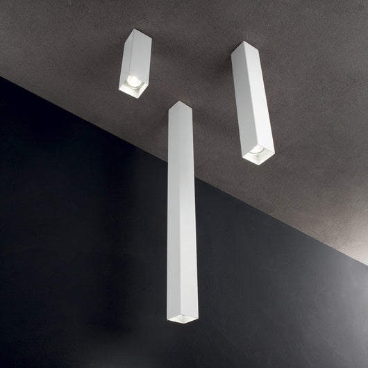 Plafoniera Moderna Sky Metallo Bianco 1 Luce Gu10 7W 3000K Luce Calda H40Cm