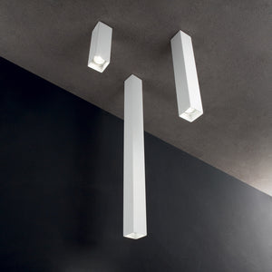 Plafoniera Moderna Sky Metallo Bianco 1 Luce Gu10 7W 3000K Luce Calda H75Cm