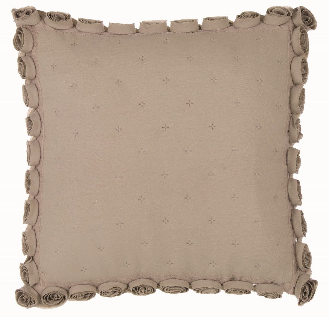 Cuscino Decorativo con Roselline Shabby Chic Letto Divano Elegante Blanc Mariclò Colori: Beige