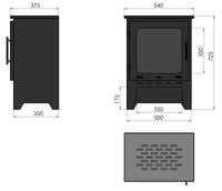 Camino a Bioetanolo da Pavimento 54x72,5x37,5 cm Incoza 1 Nero con Vetro