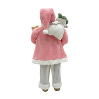 Babbo Natale Abito Rosa e Bianco H110 cm con Mini Lucciole e Suoni