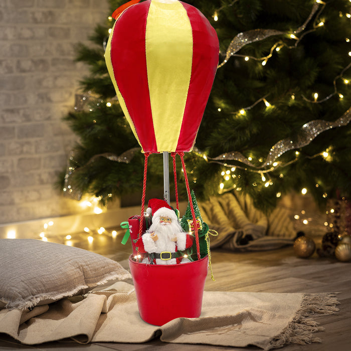 Babbo Natale con Mongolfiera H60 cm con Luci e Suoni