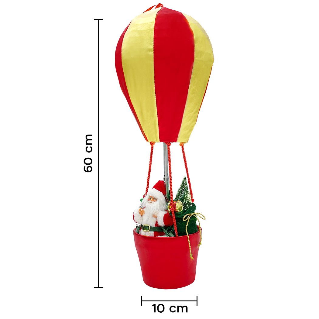 Babbo Natale con Mongolfiera H60 cm con Luci e Suoni