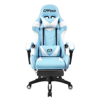 Sedia Gaming con Poggiapiedi in Similpelle Azzurro