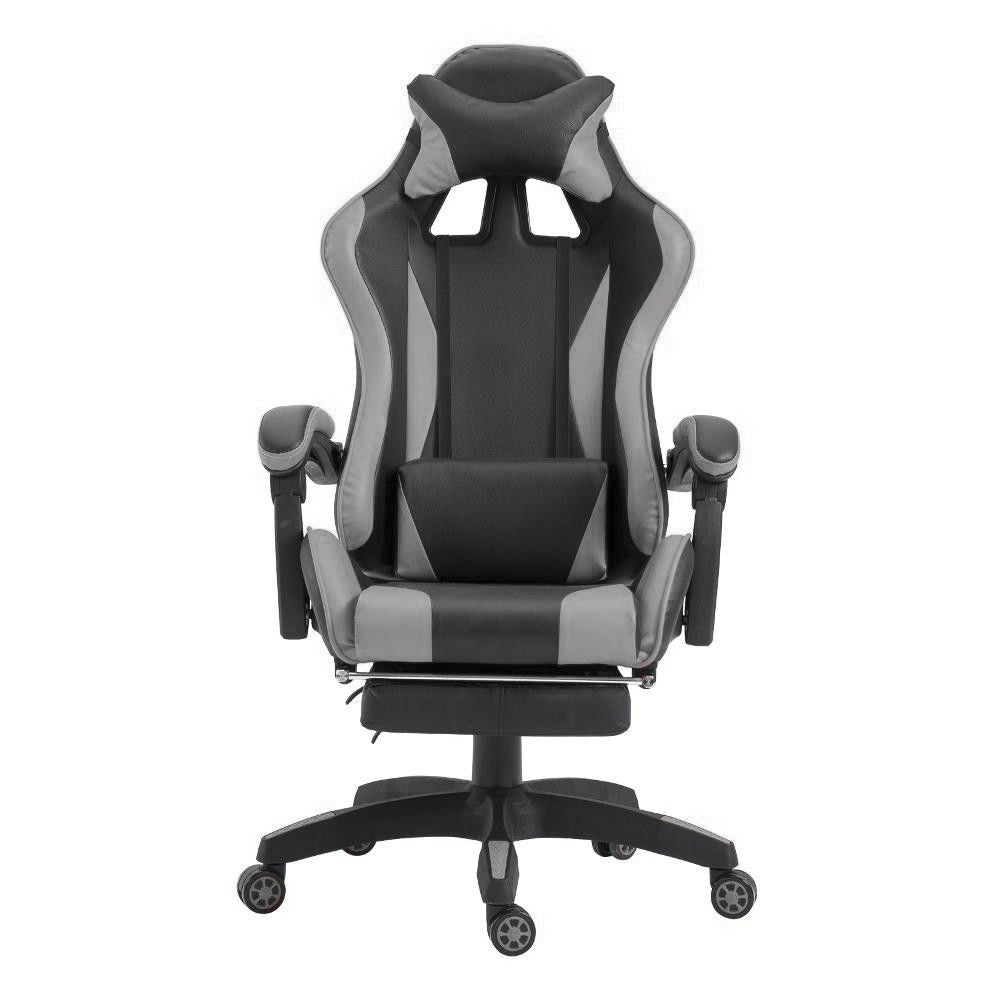 Sedia Gaming con Poggiapiedi in Similpelle Grigio