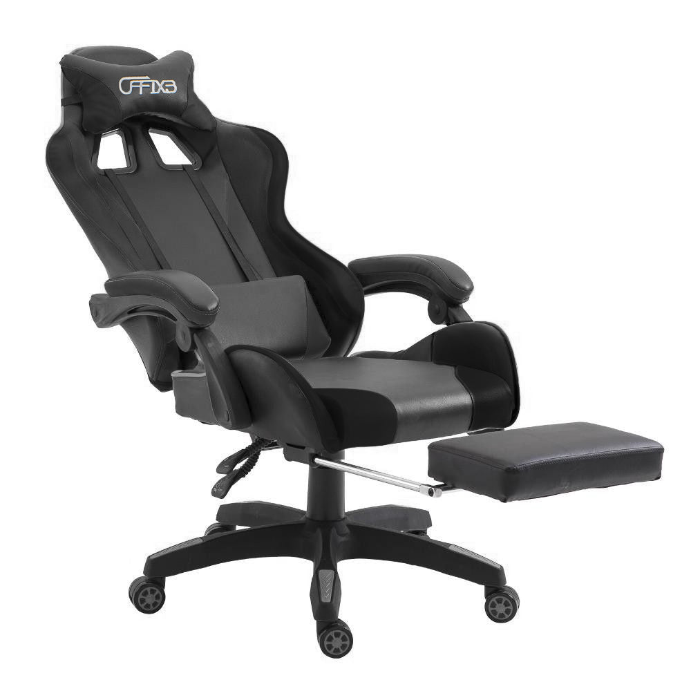 Sedia Gaming con Poggiapiedi in Similpelle Nero