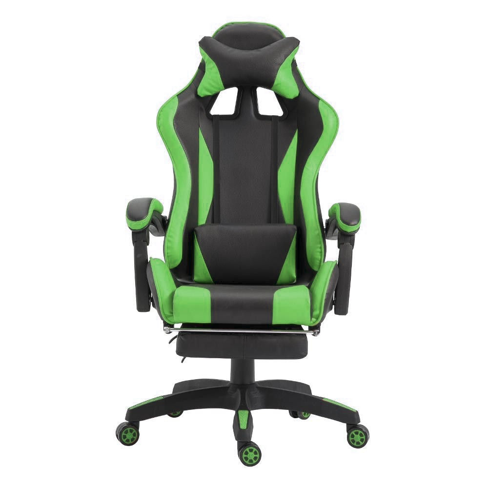 Sedia Gaming con Poggiapiedi in Similpelle Verde