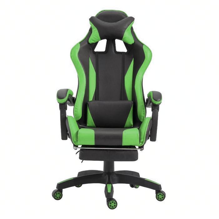 Sedia Gaming con Poggiapiedi in Similpelle Verde