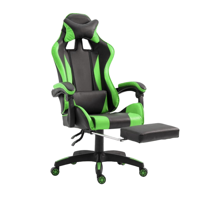 Sedia Gaming con Poggiapiedi in Similpelle Verde