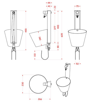 Fontana a Parete da Giardino con doppio Rubinetto 49x23x26,6 cm Belfer 42/PRS Avorio