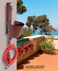 Fontana a Parete da Giardino con doppio Rubinetto 49x23x26,6 cm Belfer 42/PRS Tortora